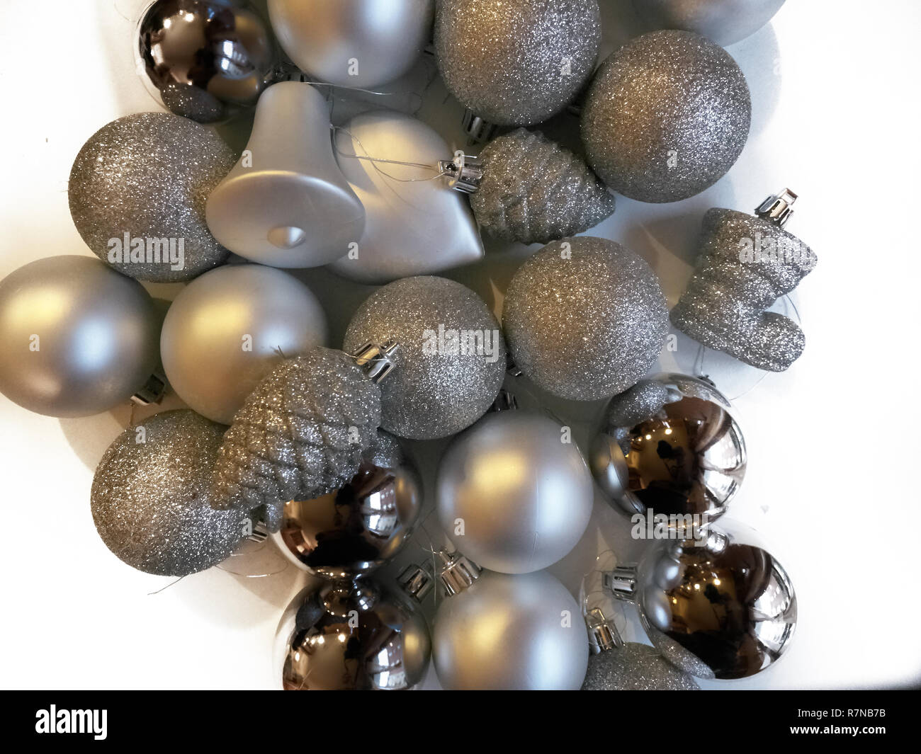 Shot of some decorations commonly used to adorn Christmas trees Stock