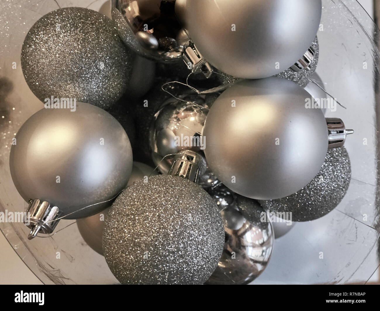 Shot of a group of ball decorations commonly used to adorn Christmas