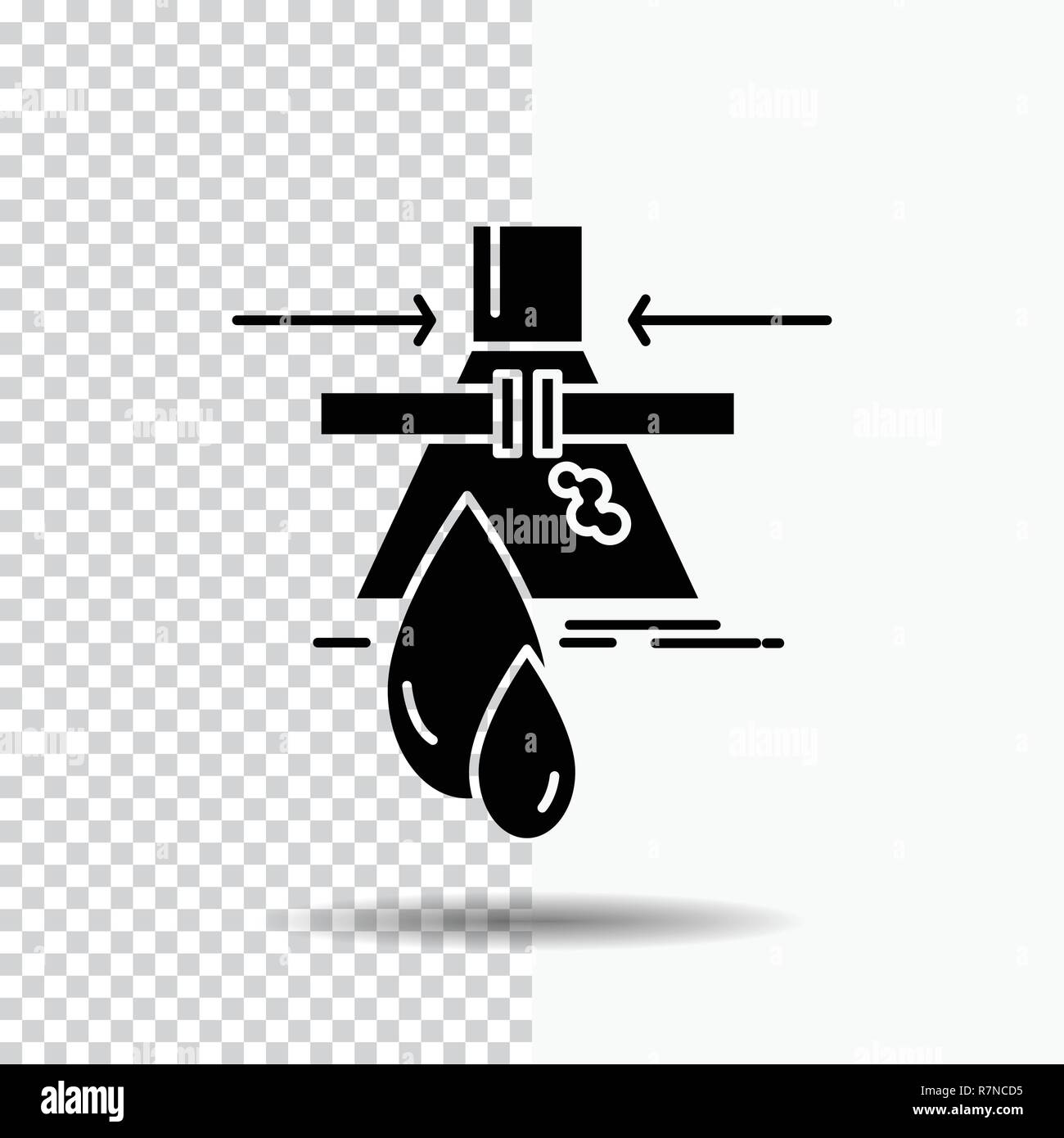 Chemical, Leak, Detection, Factory, pollution Glyph Icon on Transparent Background. Black Icon Stock Vector