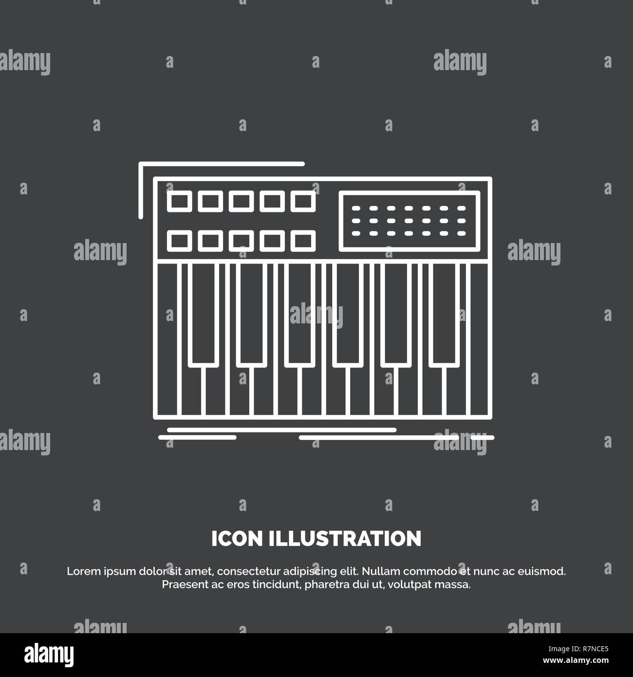 synth, keyboard, midi, synthesiser, synthesizer Icon. Line vector symbol for UI and UX, website or mobile application Stock Vector