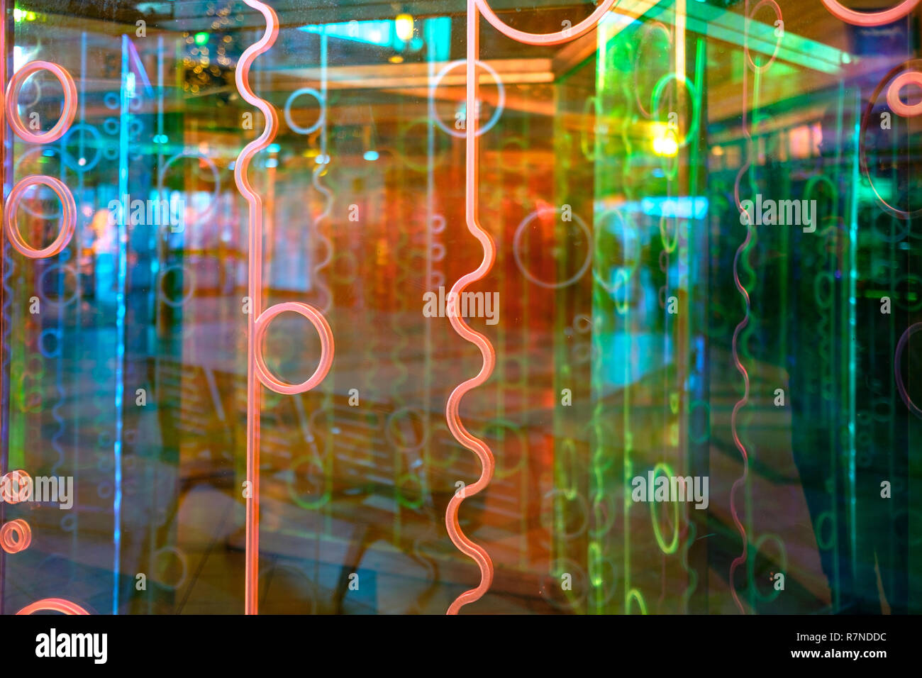 Abstract Neon Design. Neon Circles. Neon Lights. Neon Art. Stock Photo