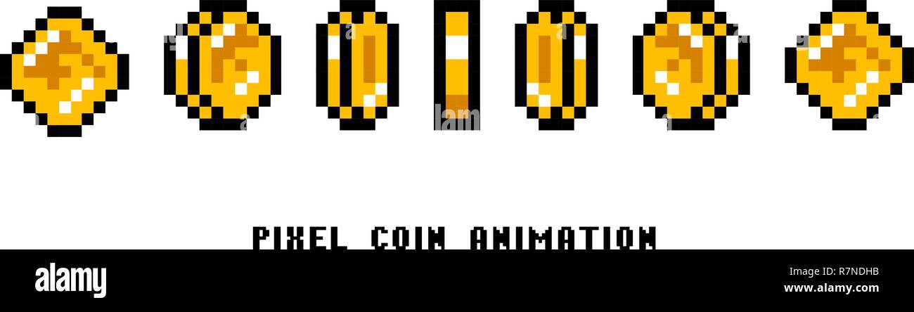Animation of coins. Pixel art 8 bit objects. Set of icons for vintage  computer video arcades. Retro game assets. The winner's trophy. vector  illustration Stock Vector Image & Art - Alamy