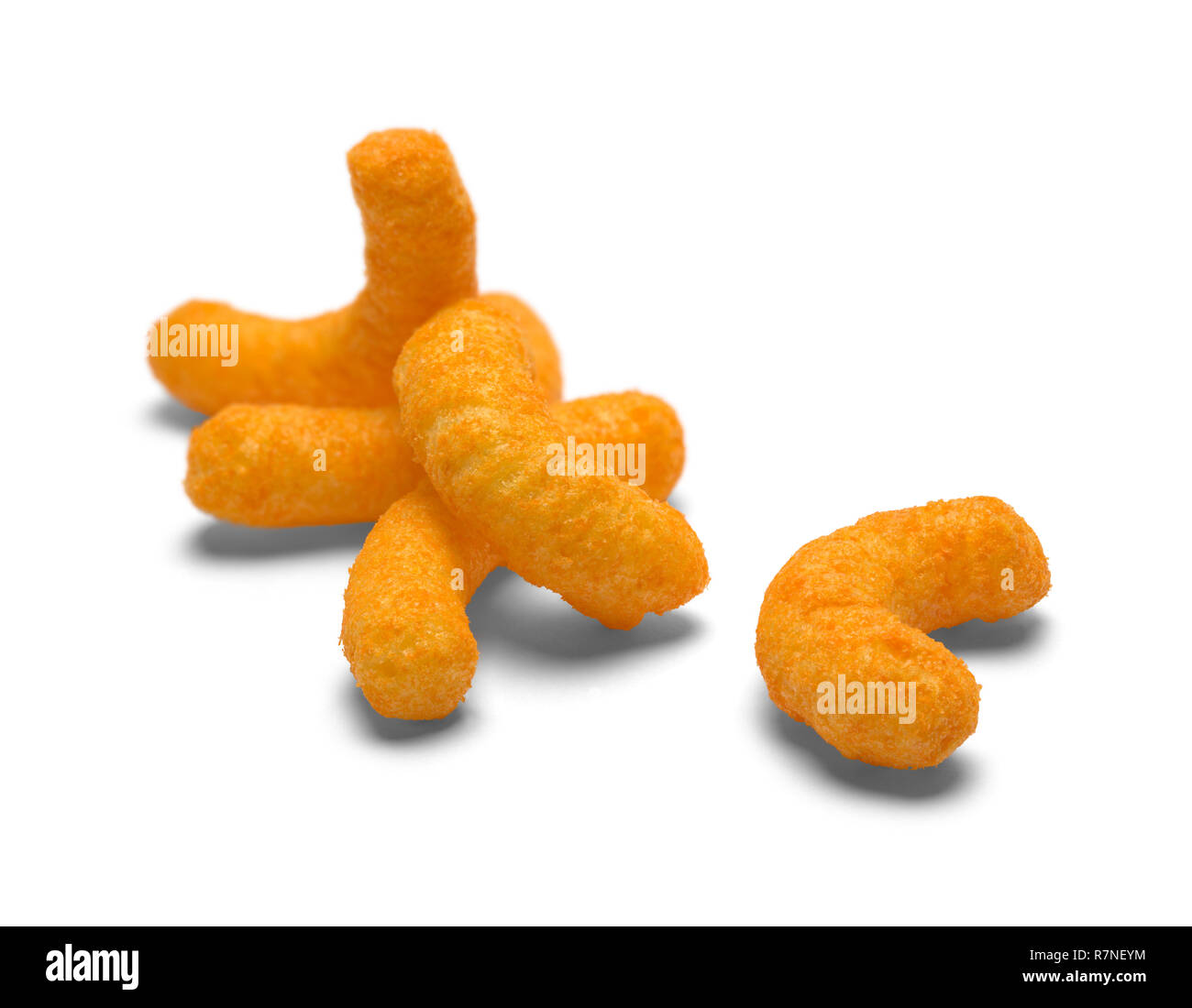 A Few Cheese Puffs Isolated on a White Background Stock Photo Alamy
