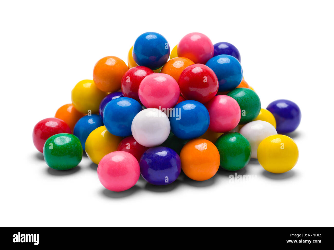 Pile of Gum Balls Isolated on White Background. Stock Photo