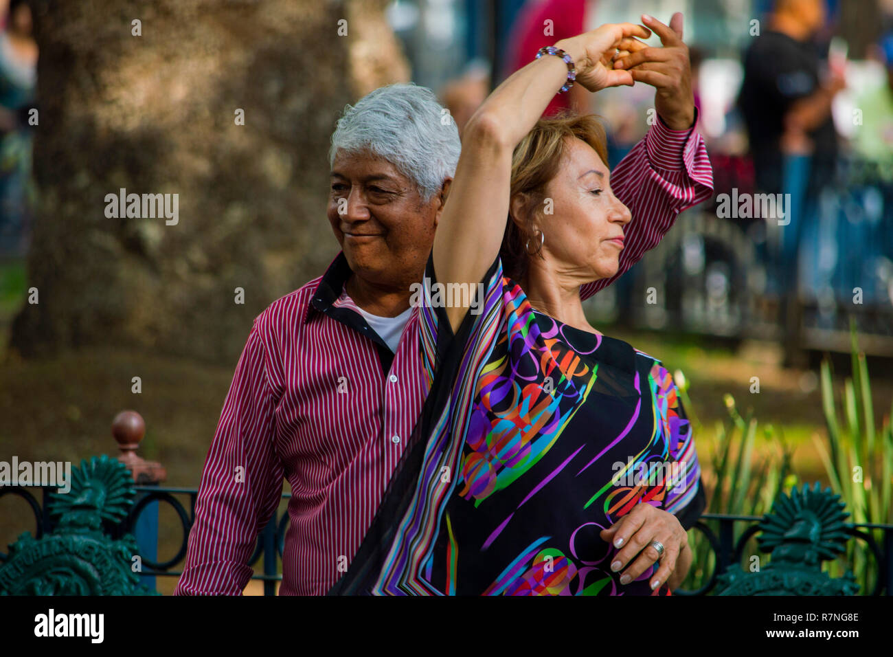 A couple salsa dancing in Alameda Park in Mexico City, Mexico Stock Photo