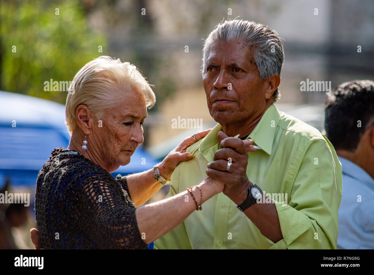 A couple salsa dancing in Alameda Park in Mexico City, Mexico Stock Photo