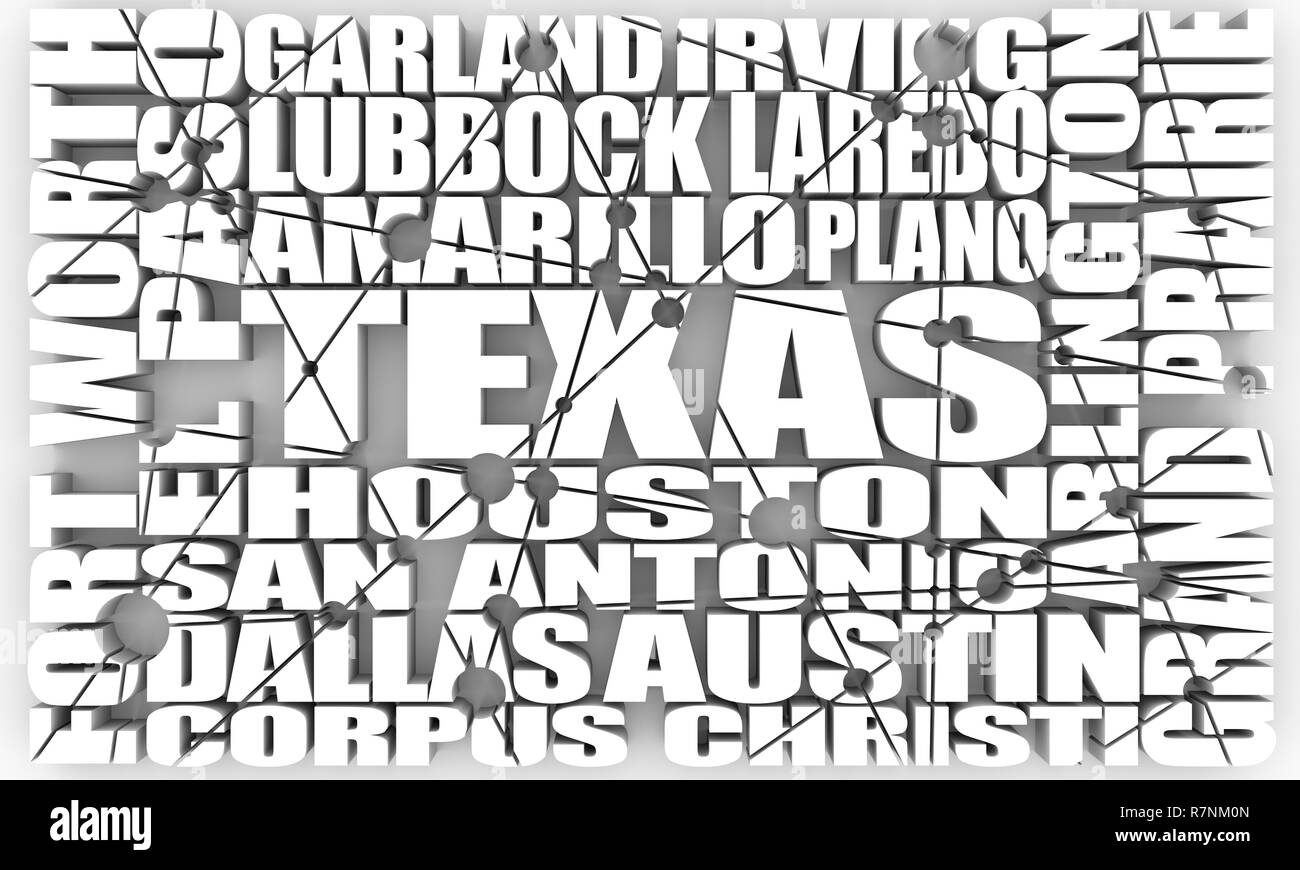 Texas state cities list Stock Photo
