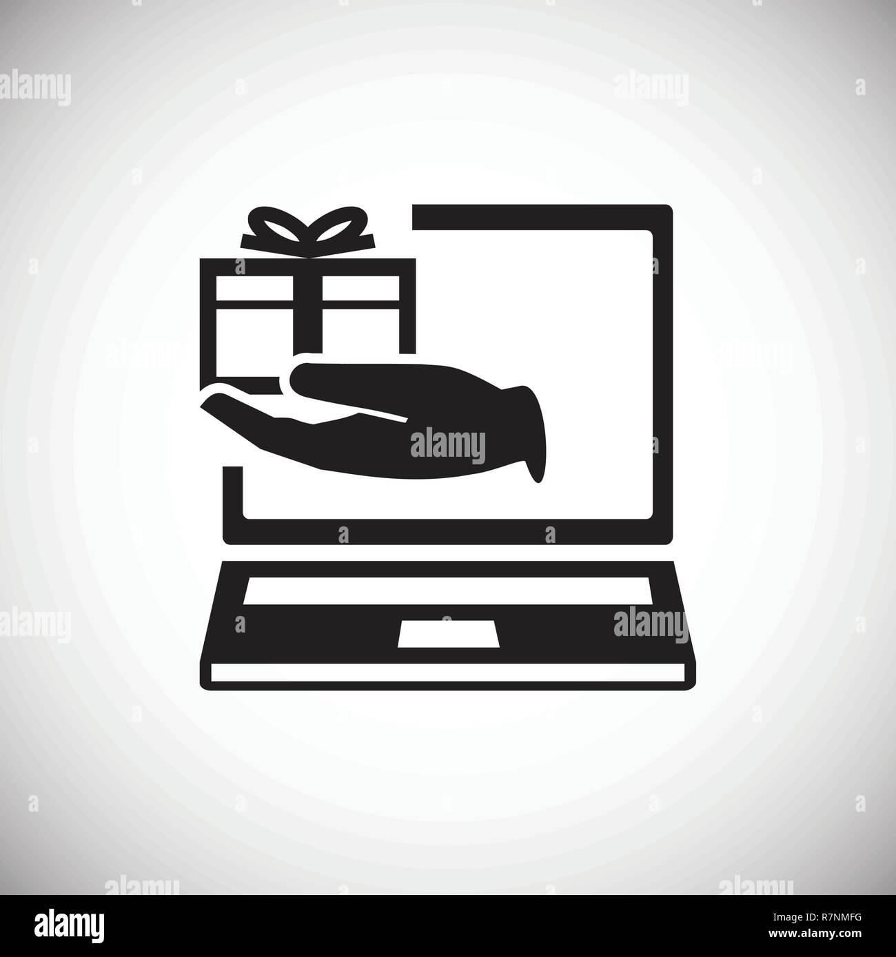 Online shopping computer icon on white background for graphic and web ...