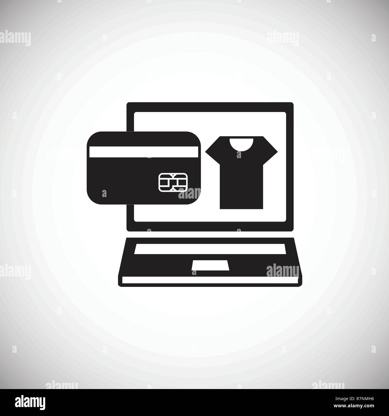 Online shopping computer icon on white background for graphic and web ...