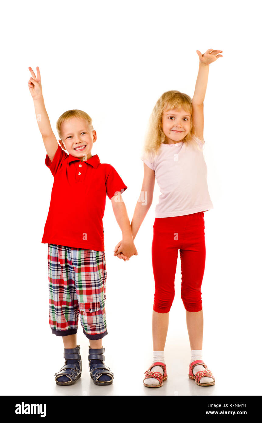 boy and girl isolated on a white background Stock Photo