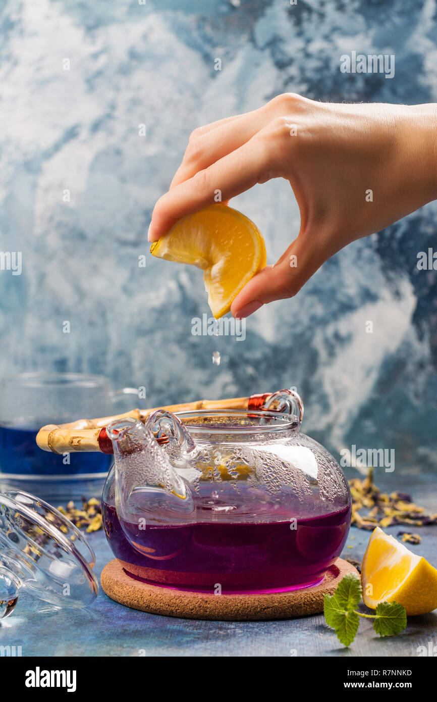 Thai blue butterfly pea tea Stock Photo Alamy