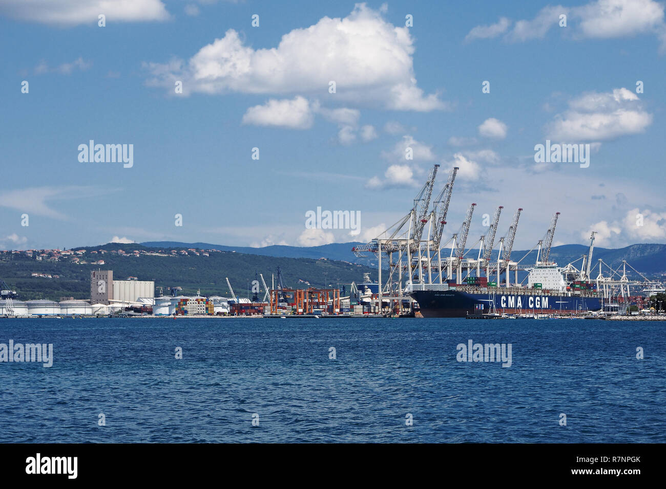 View of town Koper  in Slovenian Istria on the Adriatic coast with maritime port Stock Photo