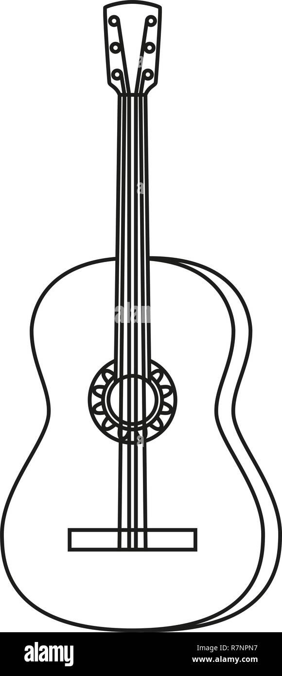 Line art black and white acoustic guitar Stock Vector Image & Art - Alamy