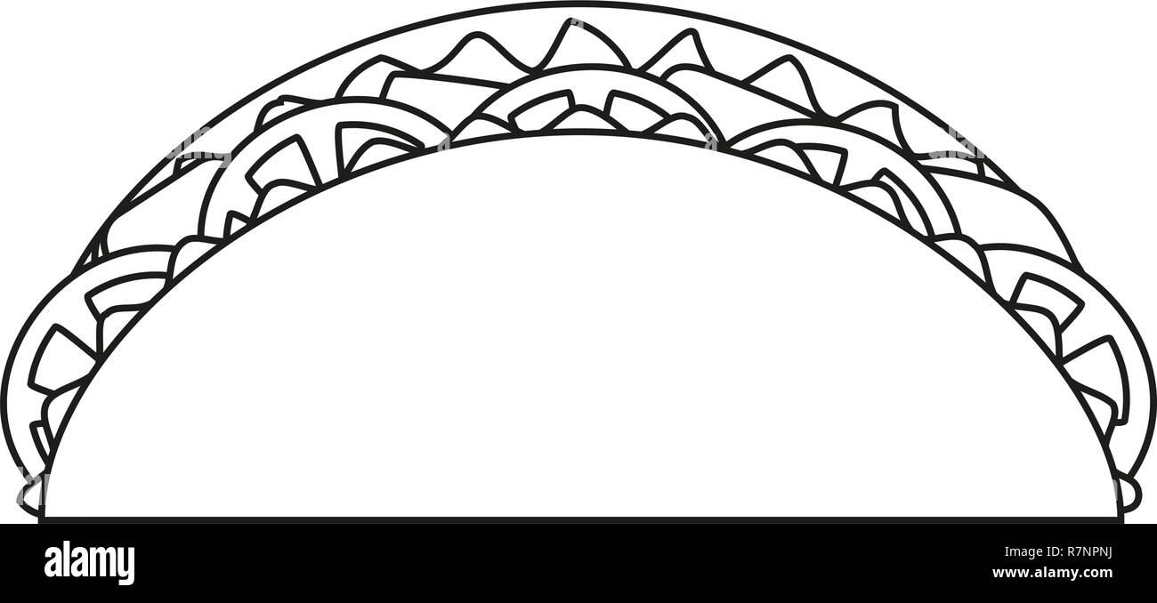 Line art black and white taco Stock Vector