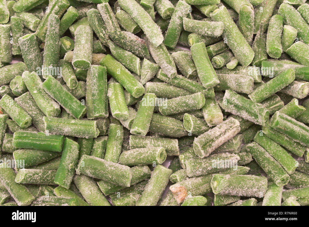 Frozen green beans vegetable as background Stock Photo