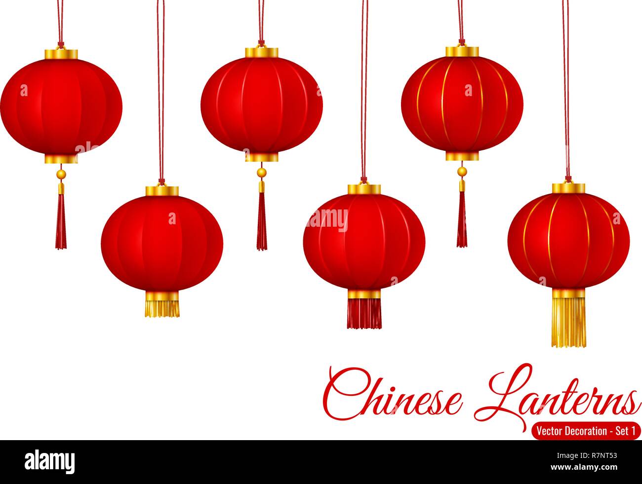 Vector Chinese traditional hanging red lanterns Stock Vector Image ...
