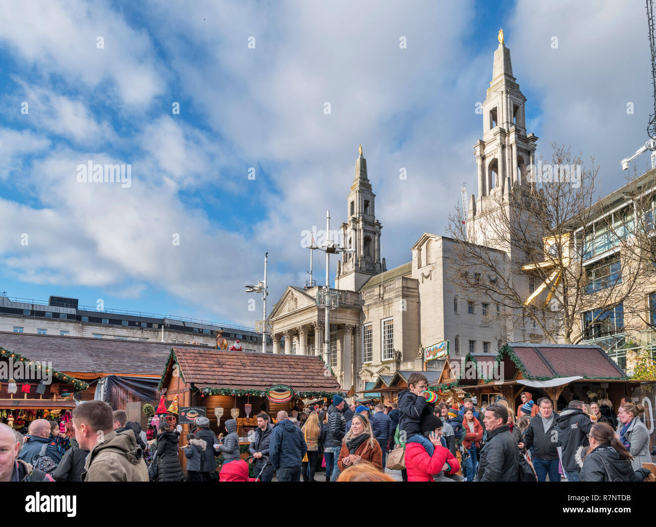 Leeds Christkindelmarkt 2018, Traditional German Christmas Market in Millennium Square, Leeds, West Yorkshire, England, UK Stock Photo