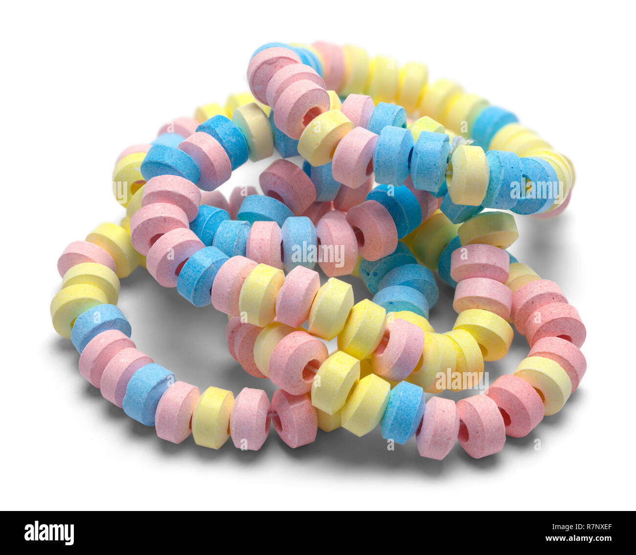 Pile of Candy Bracelets Isolated on a White Background. Stock Photo