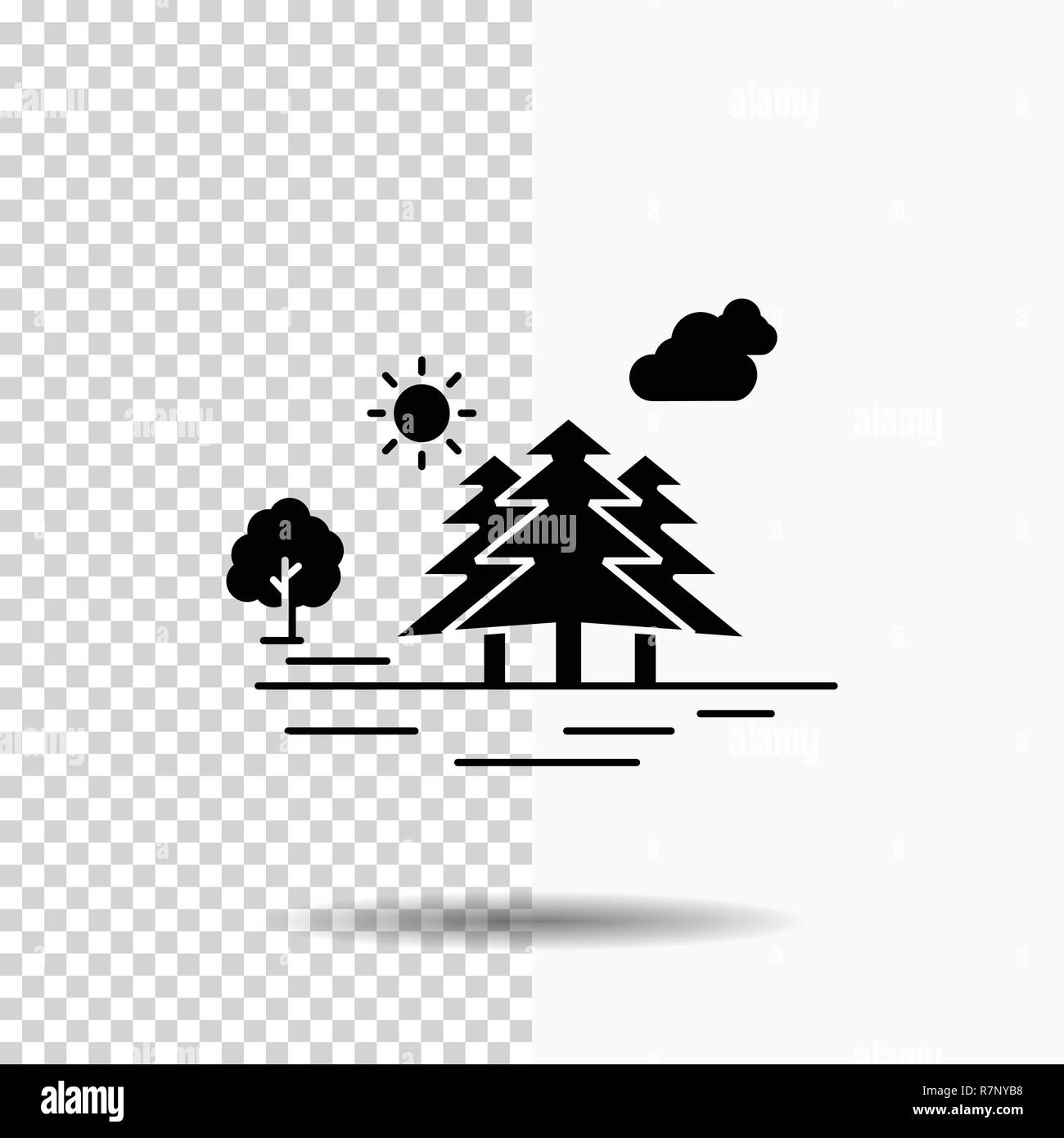 Mountain, hill, landscape, nature, clouds Glyph Icon on Transparent ...