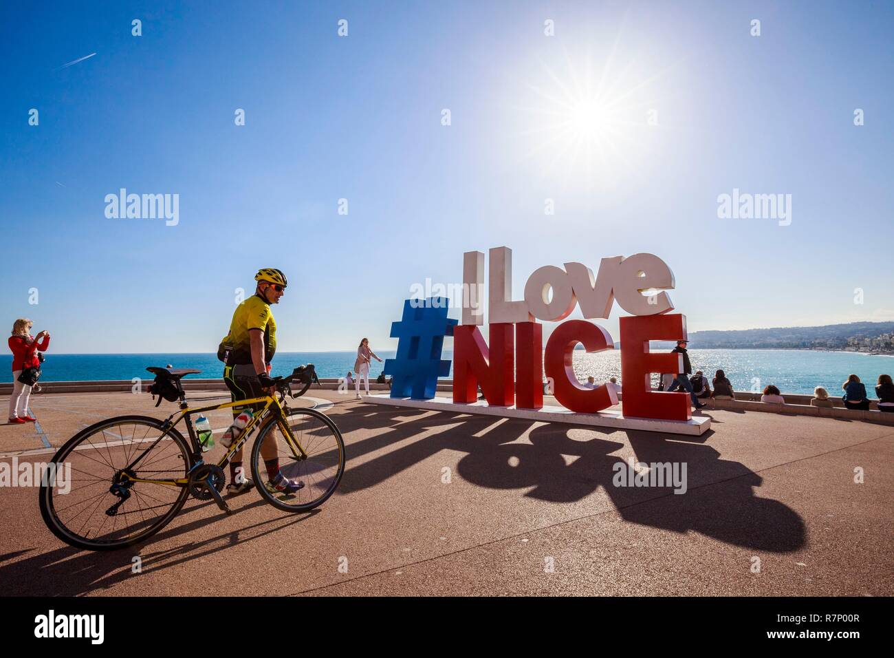 France, Alpes Maritimes, Nice, the Baie des Anges, the #ILoveNice, a work  insgtalled on the esplanade of Rauba Capeù, at the foot of the colline du  Château Stock Photo - Alamy