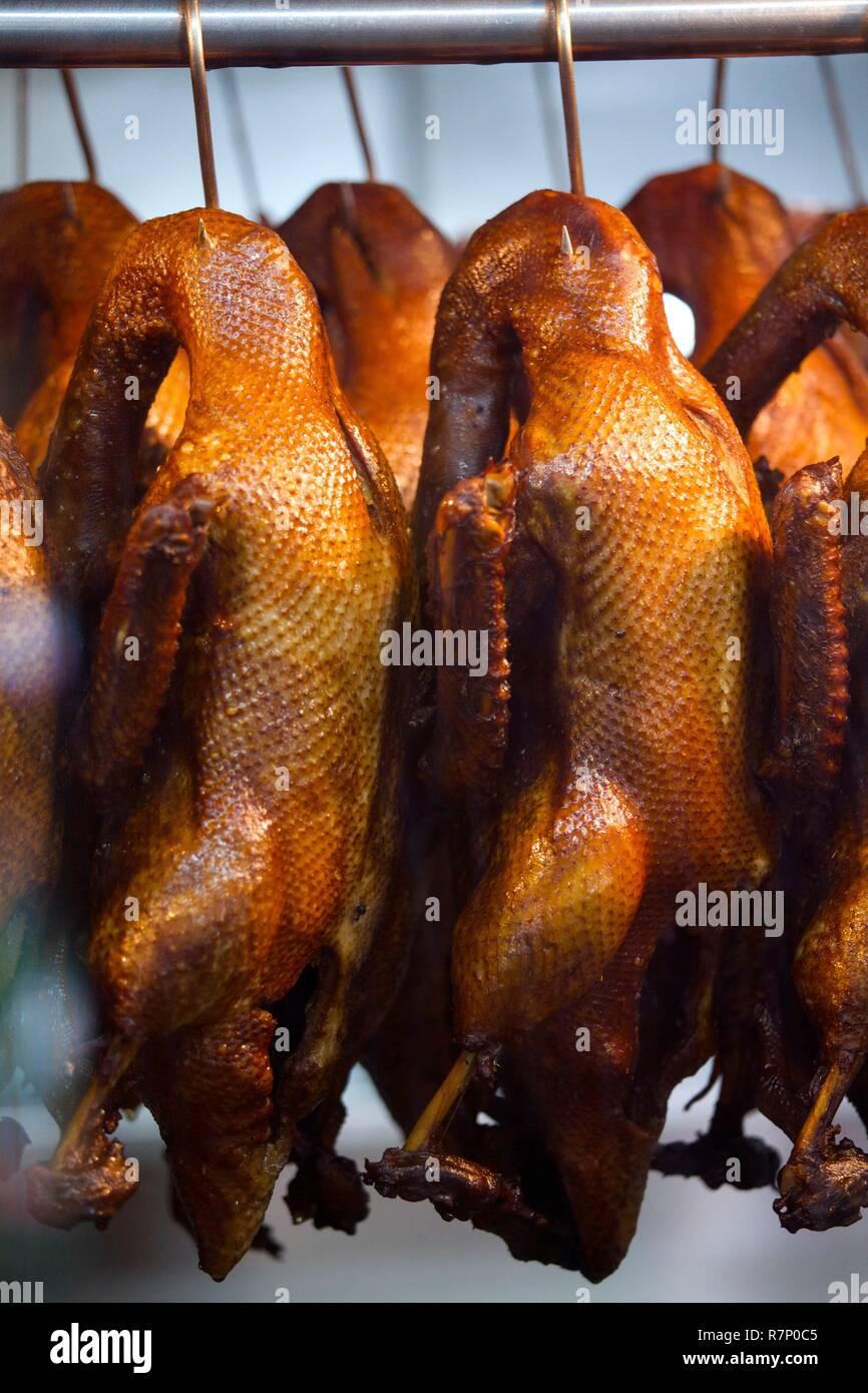 Singapore, roast duck street cuisine heng gi way in little India Stock Photo