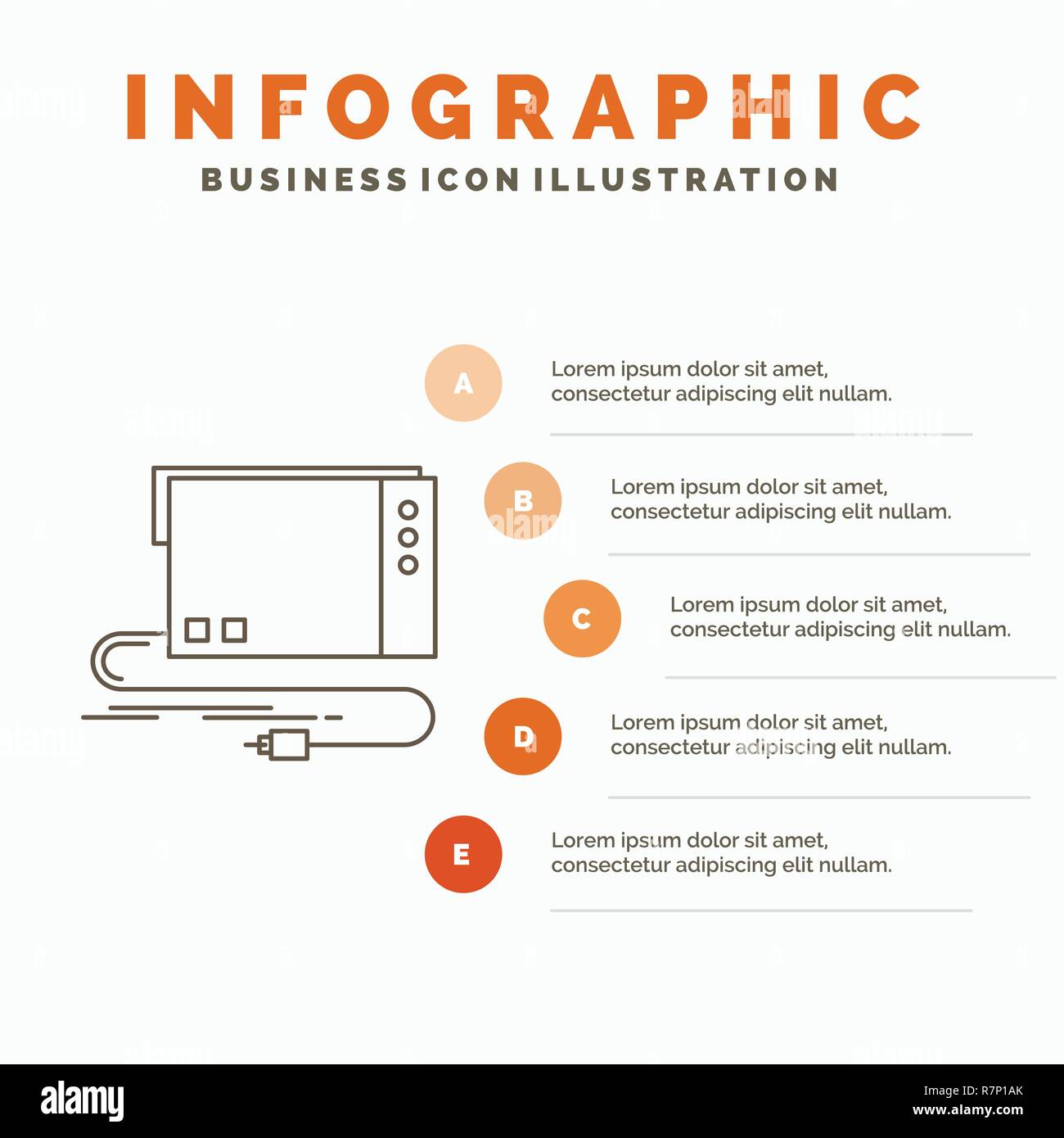 audio, card, external, interface, sound Infographics Template for Website and Presentation. Line Gray icon with Orange infographic style vector illust Stock Vector