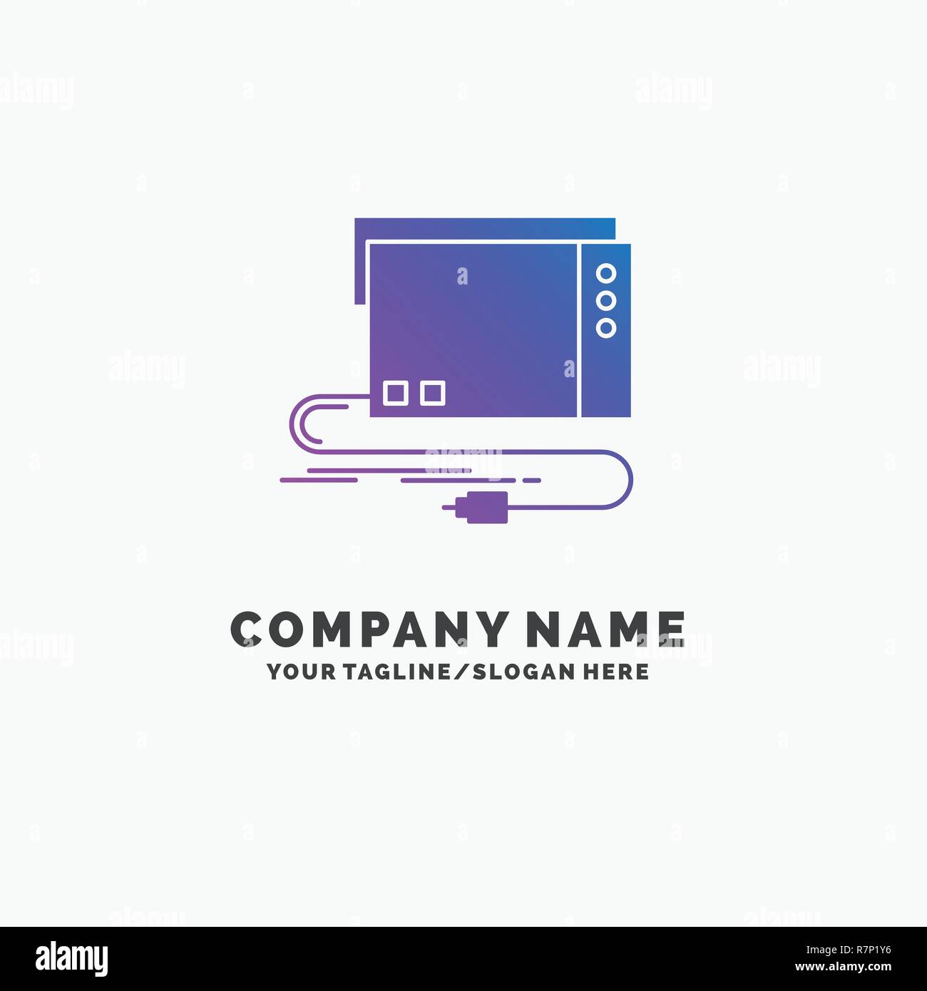 audio, card, external, interface, sound Purple Business Logo Template. Place for Tagline. Stock Vector
