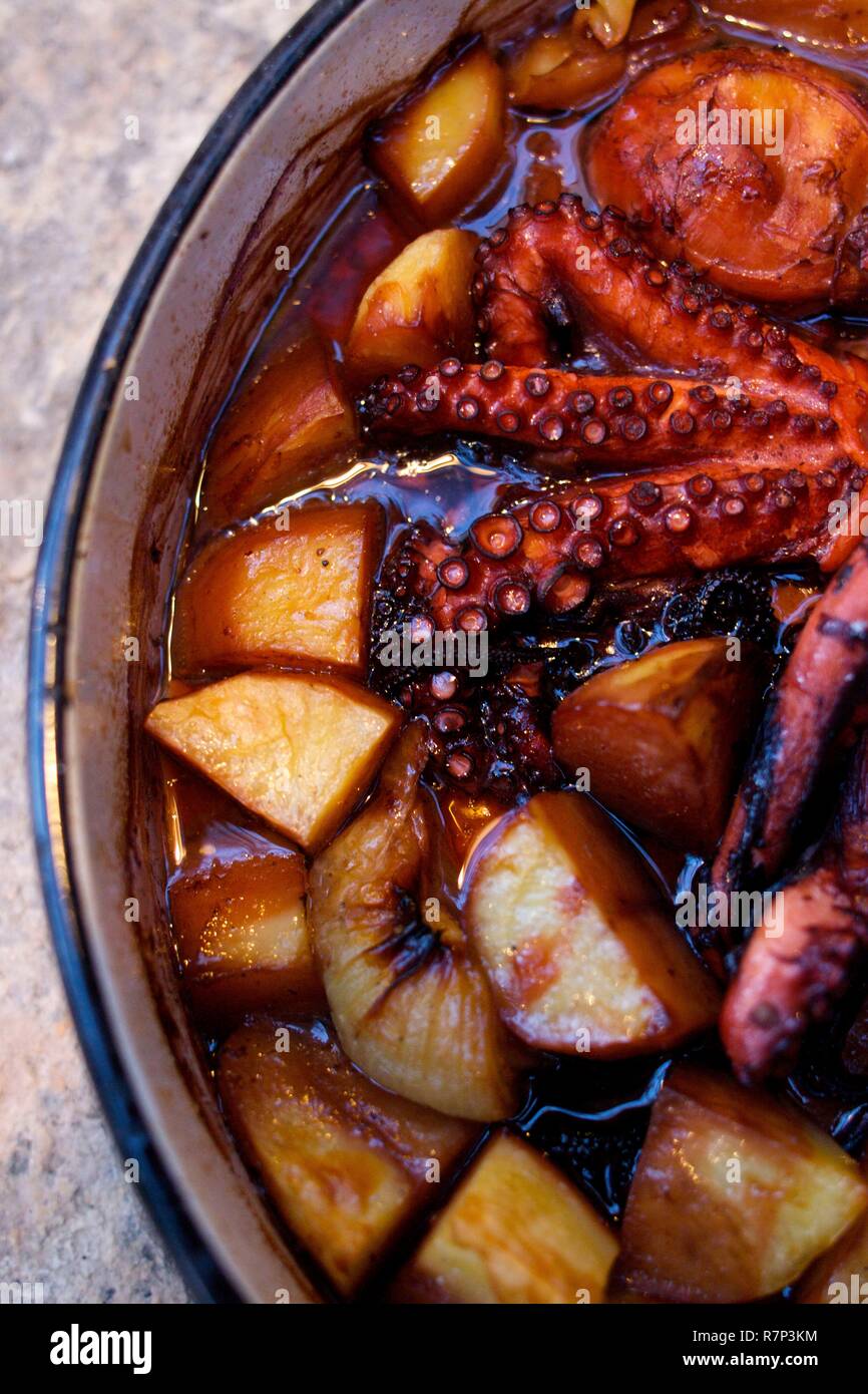 Croatia, Dalmatia, Dalmatian coast, Hvar Island, Pitve, Octopus Peka Recipe from Restaurant Dvor