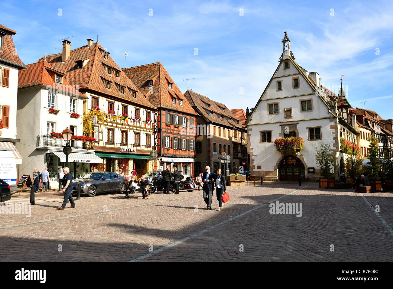 France, Bas Rhin, Obernai, market square, the old corn exchange house Stock  Photo - Alamy