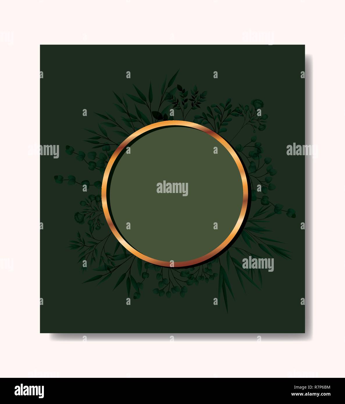 circular golden frame and leafs wreath Stock Vector Image & Art - Alamy