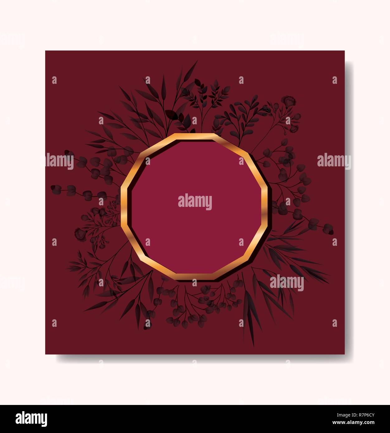 circular golden frame and leafs wreath Stock Vector Image & Art - Alamy