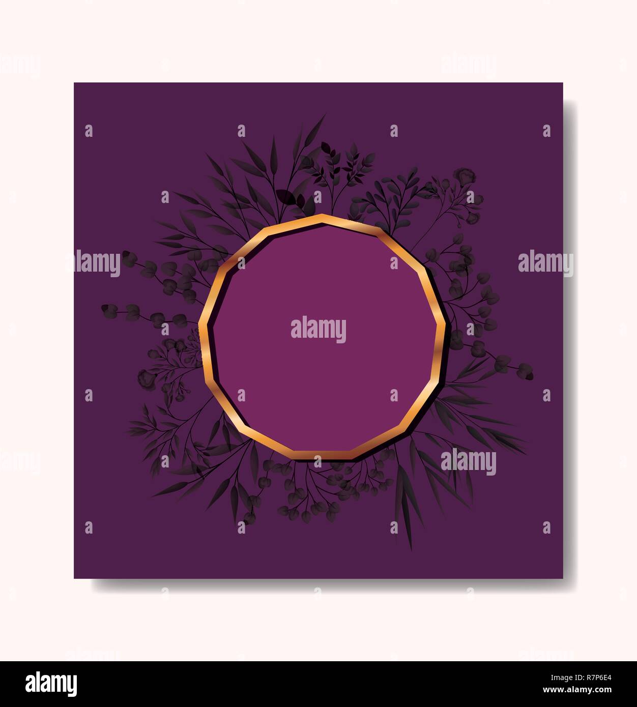 circular golden frame and leafs wreath Stock Vector Image & Art - Alamy