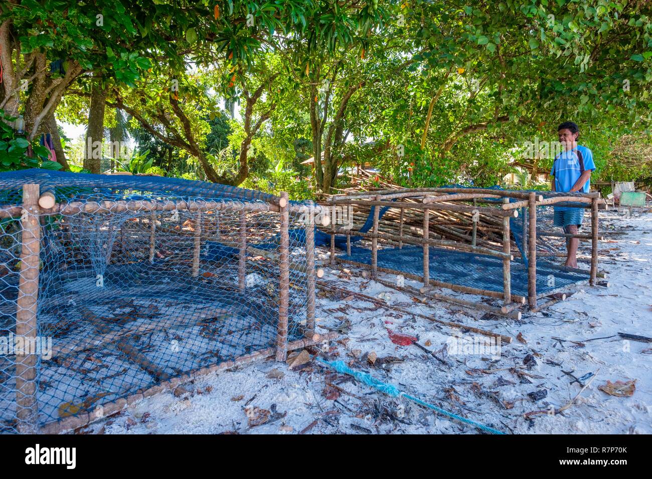 Thailand, Trang province, Ko Sukorn island, fishing traps Stock Photo