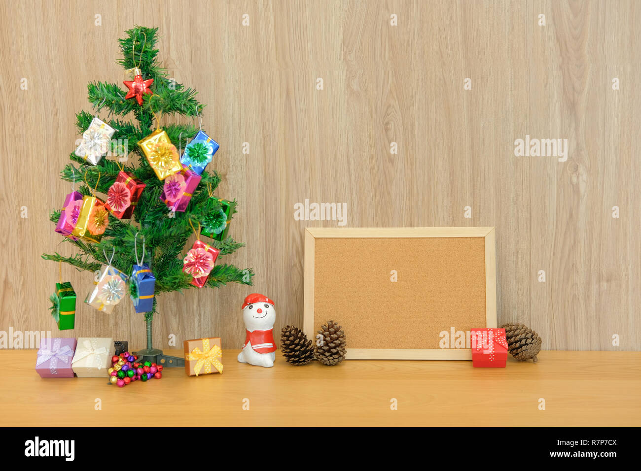 Decorated Christmas Tree Blank Cork Board Xmas New Year Holiday