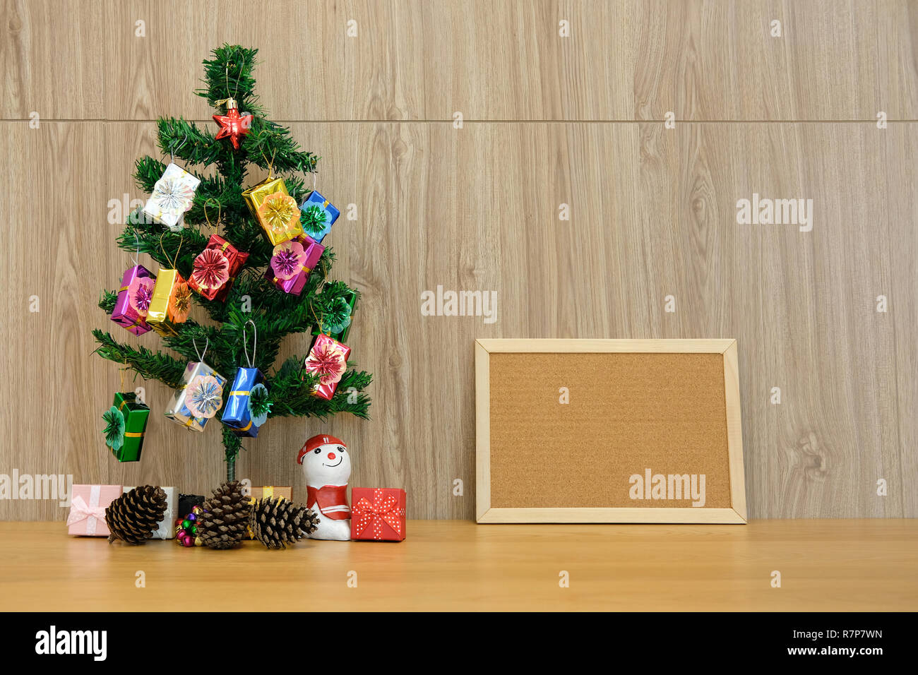 Decorated Christmas Tree Blank Cork Board Xmas New Year Holiday