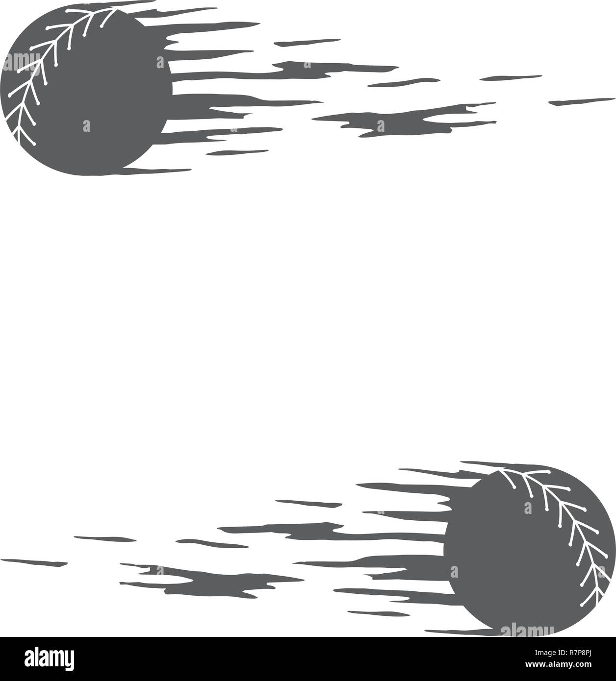 Square banner design with two softballs in motion. Stock Vector