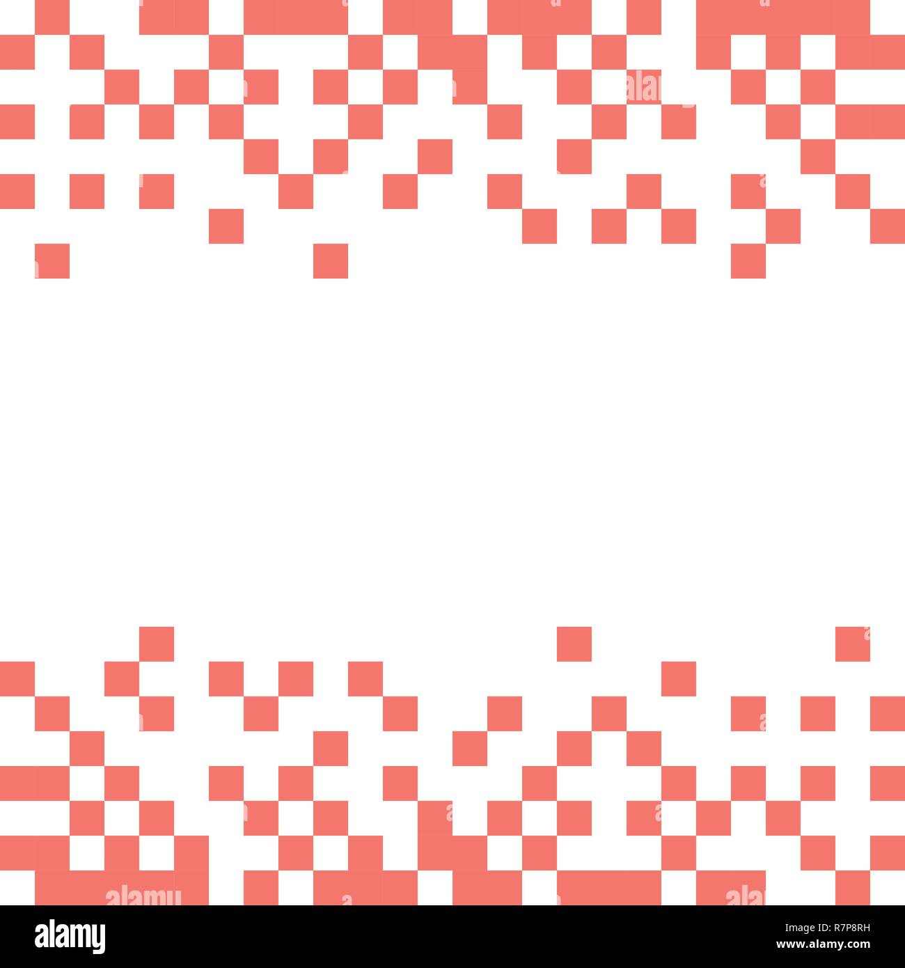 Creative vector design with pixels in Living Coral color and room for your text in center. Stock Vector