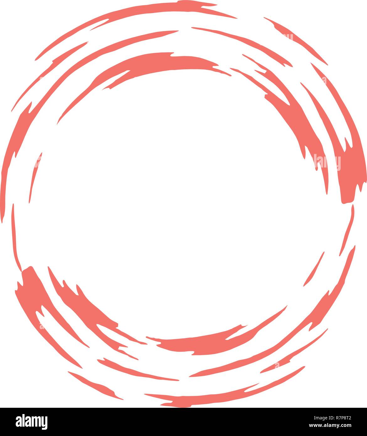 Abstract shape of a paint brush in circle with room for your text and in Living Coral color. Stock Vector