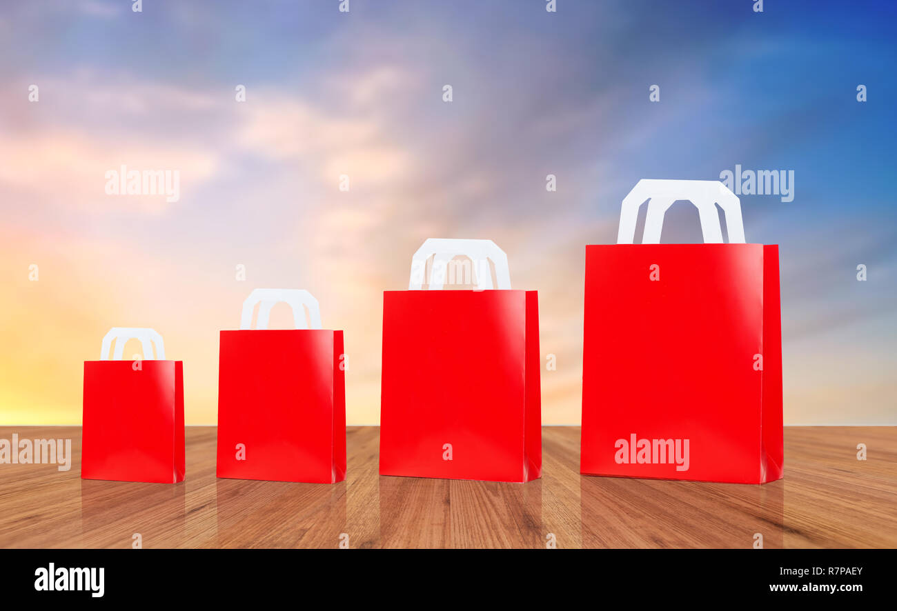 red different size shopping bags Stock Photo Alamy