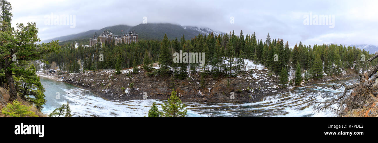 The Fairmont Banff Springs Hotel in the Canadian Rockies with the Bow ...