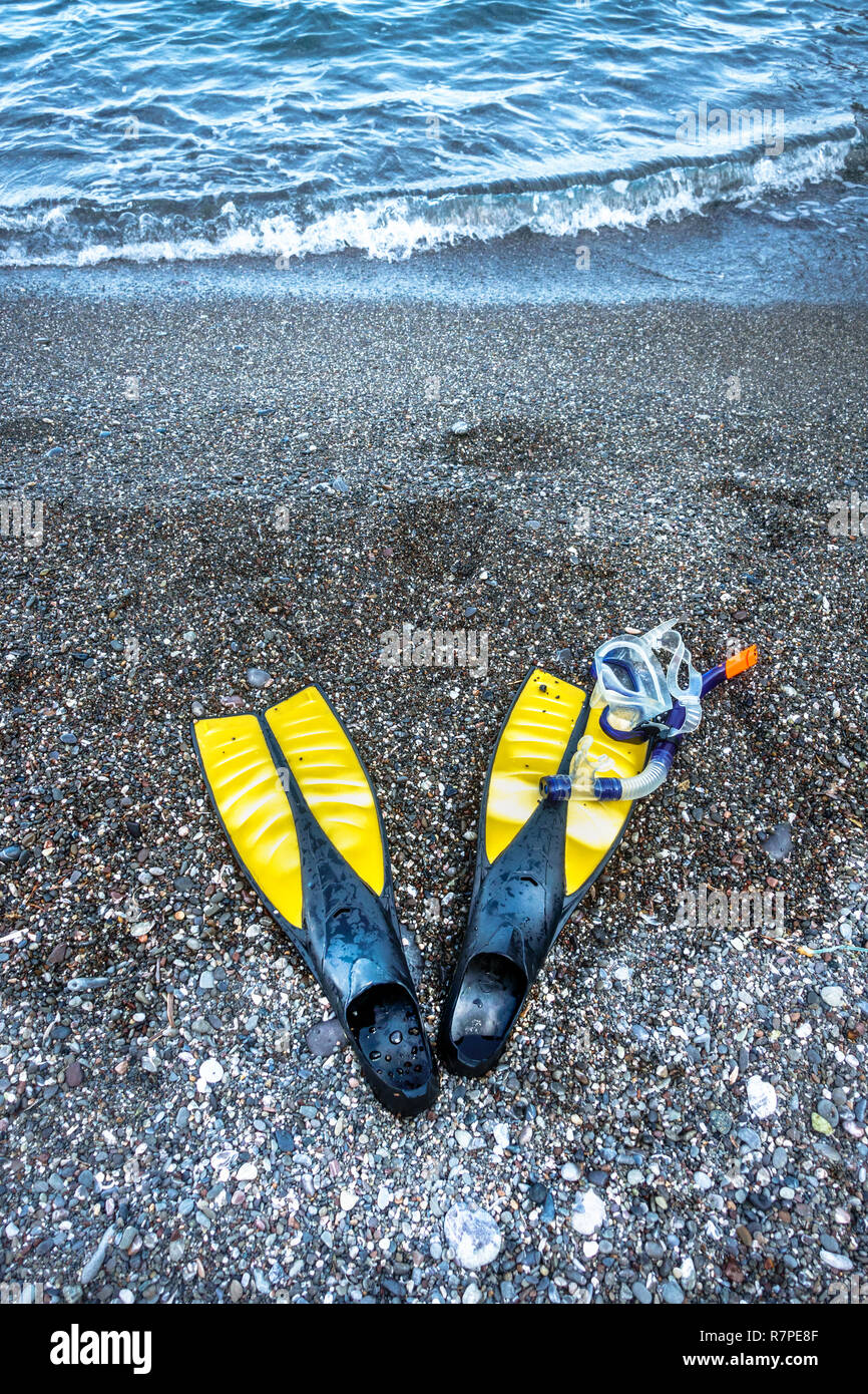 Snorkel with diving flippers Stock Photo Alamy