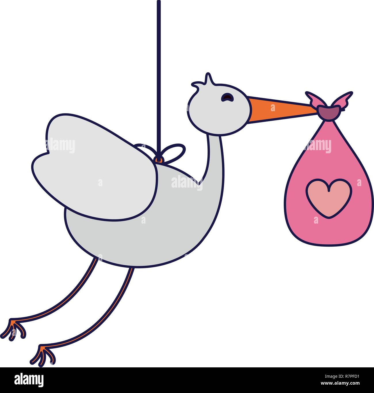 Stork with baby bag Stock Vector Image & Art - Alamy