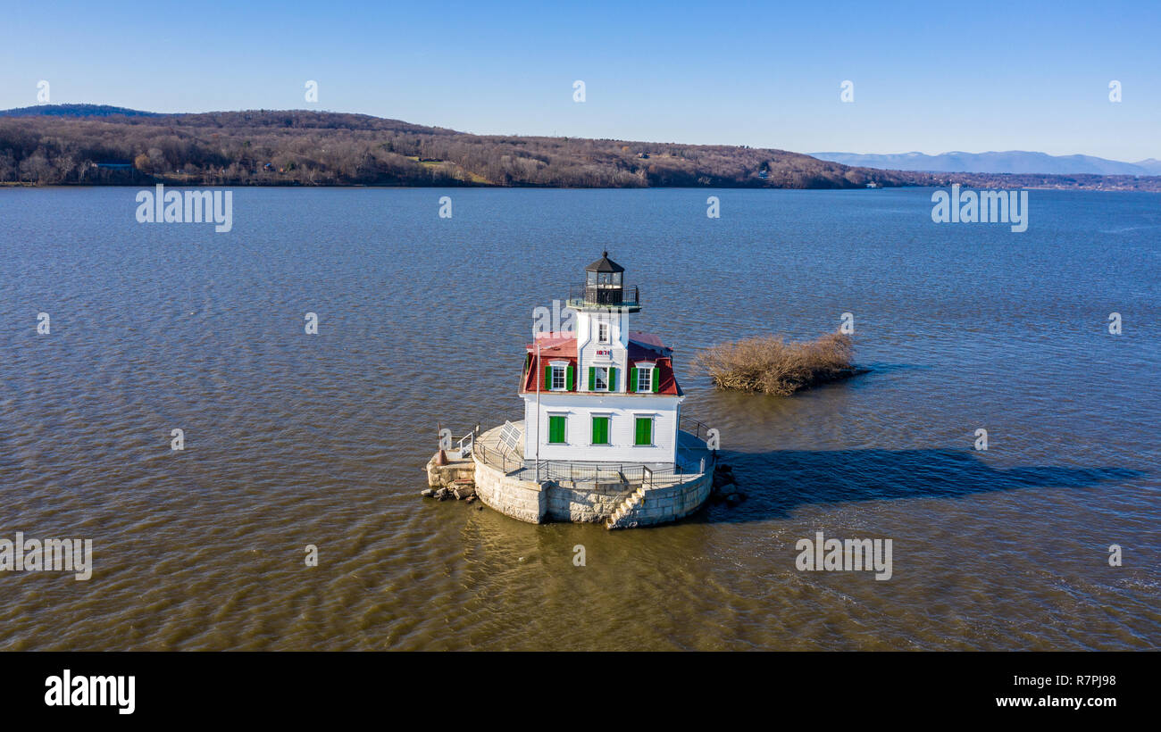 Esopus Meadows Light, also known as Esopus Light or Middle Hudson River Light, Esopus, NY, USA Stock Photo
