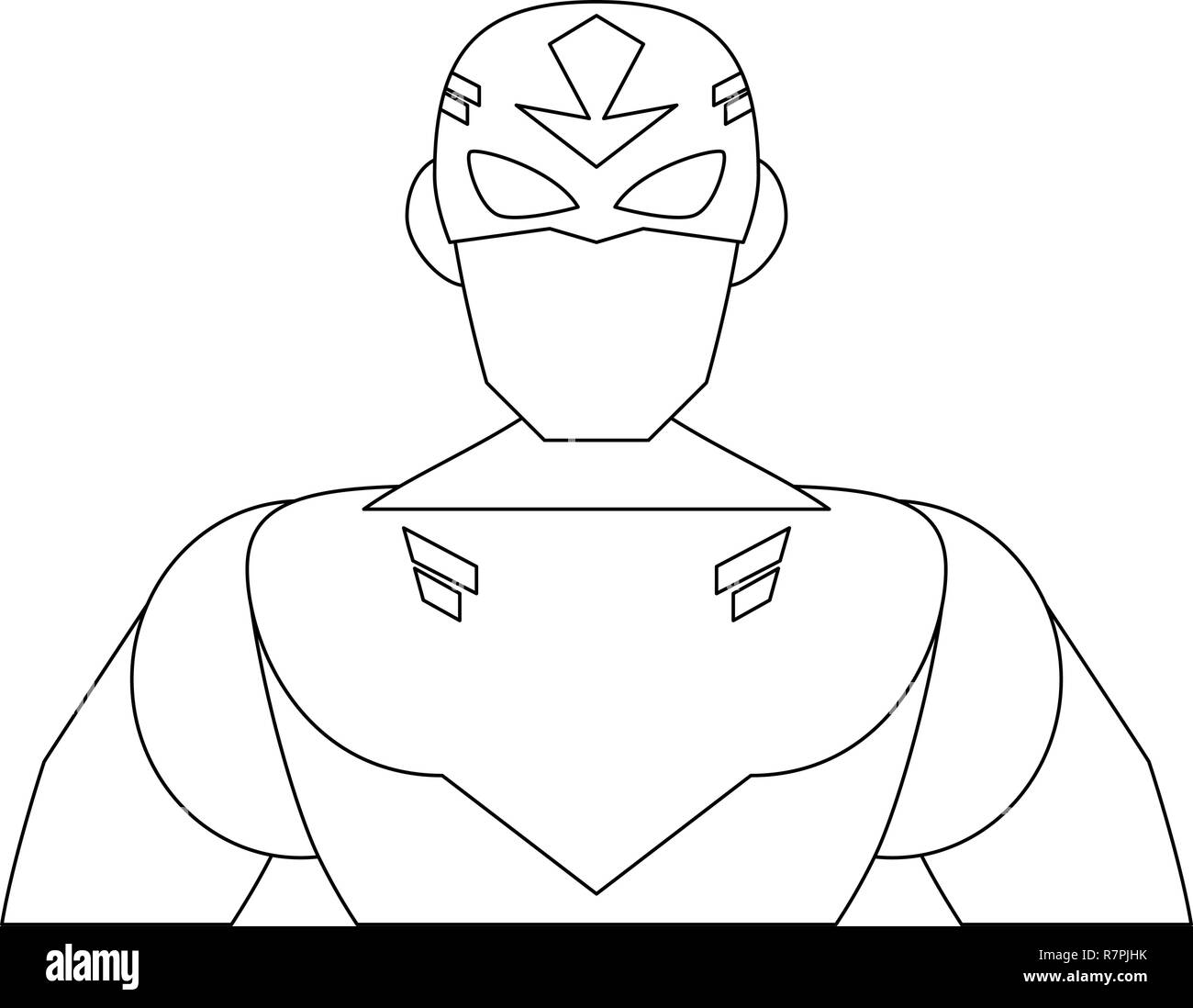 Superhero character cartoon in black and white Stock Vector Image &amp; Art ...
