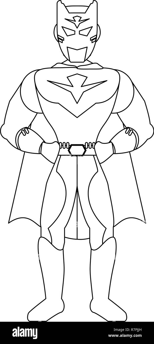 Superhero character cartoon in black and white Stock Vector Image &amp; Art ...