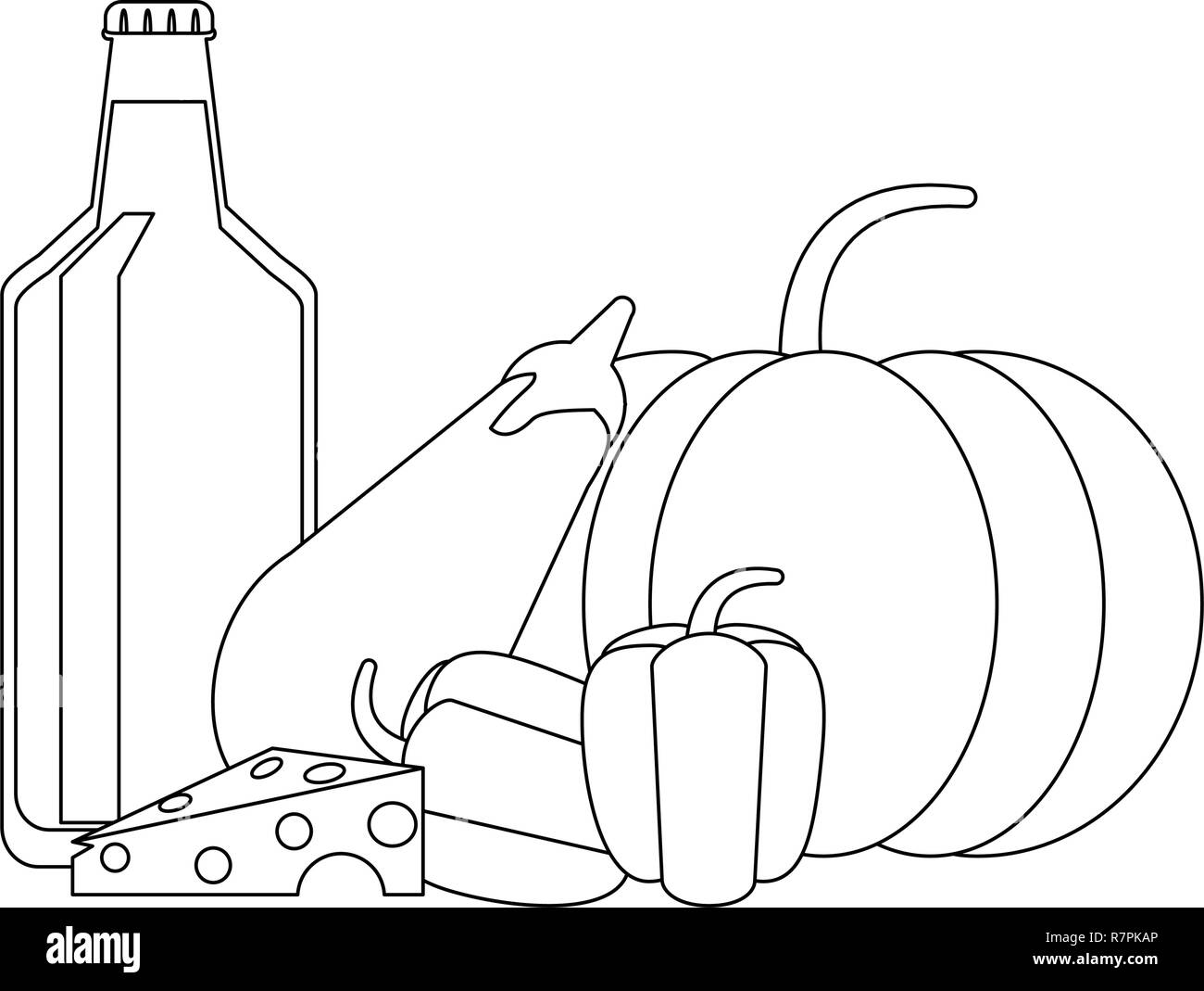 vegetables and food in black and white Stock Vector Image & Art - Alamy
