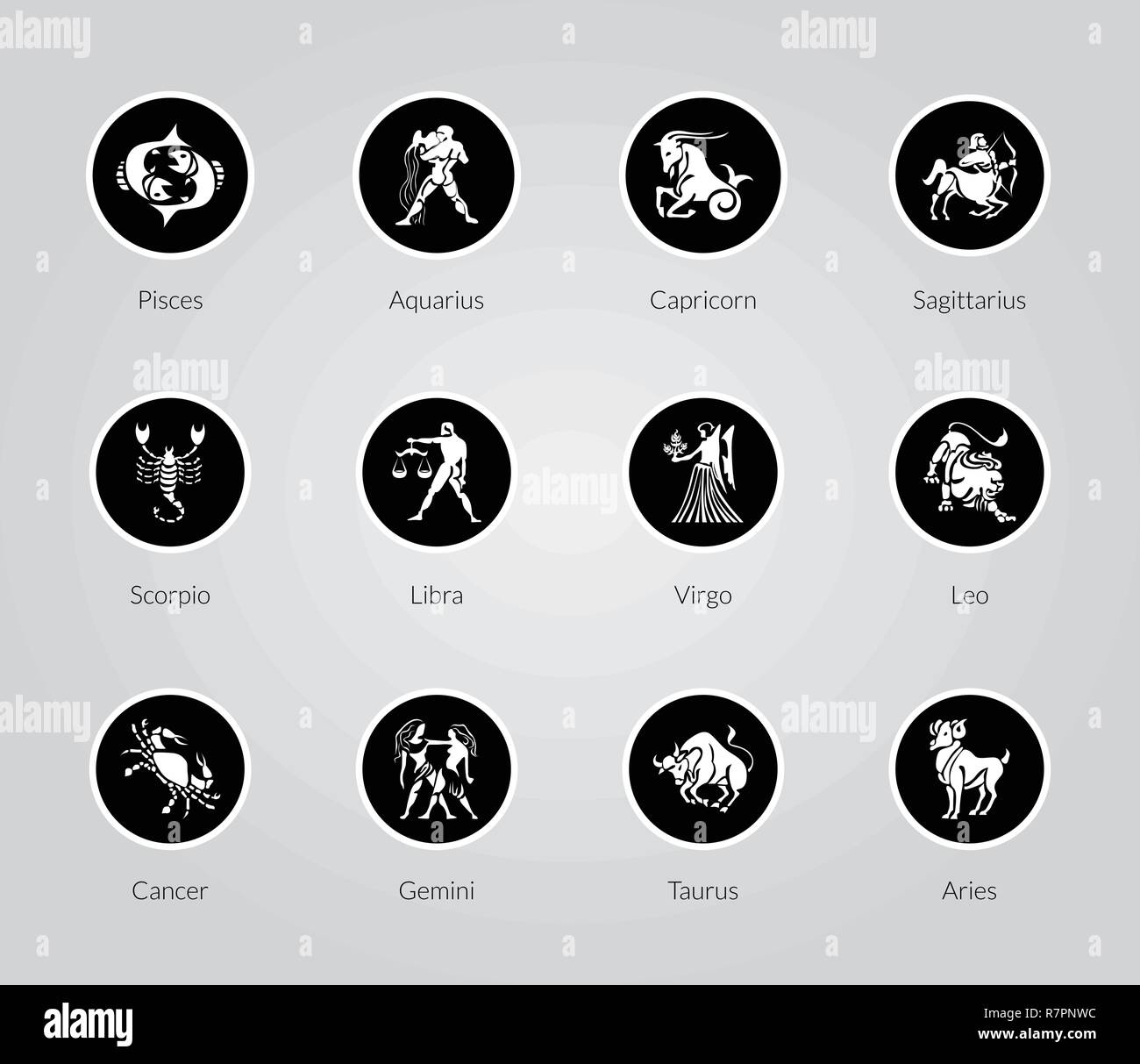 Vector Set of zodiac symbol icons Stock Vector