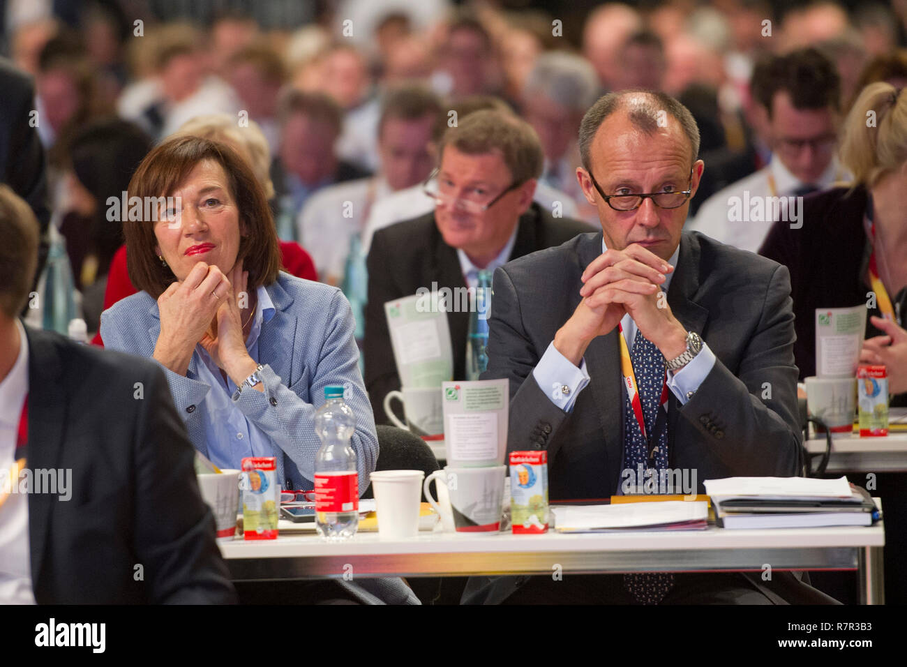 Hamburg, Deutschland. 07th Dec, 2018. Friedrich MERZ, candidate for the CDU chairmanship, and wife Charlotte, sitting in plenary, 31st CDU party conference 2018 in Hamburg from 6.- 8.12.2018, 07.12.2018 Â | usage worldwide Credit: dpa/Alamy Live News Stock Photo