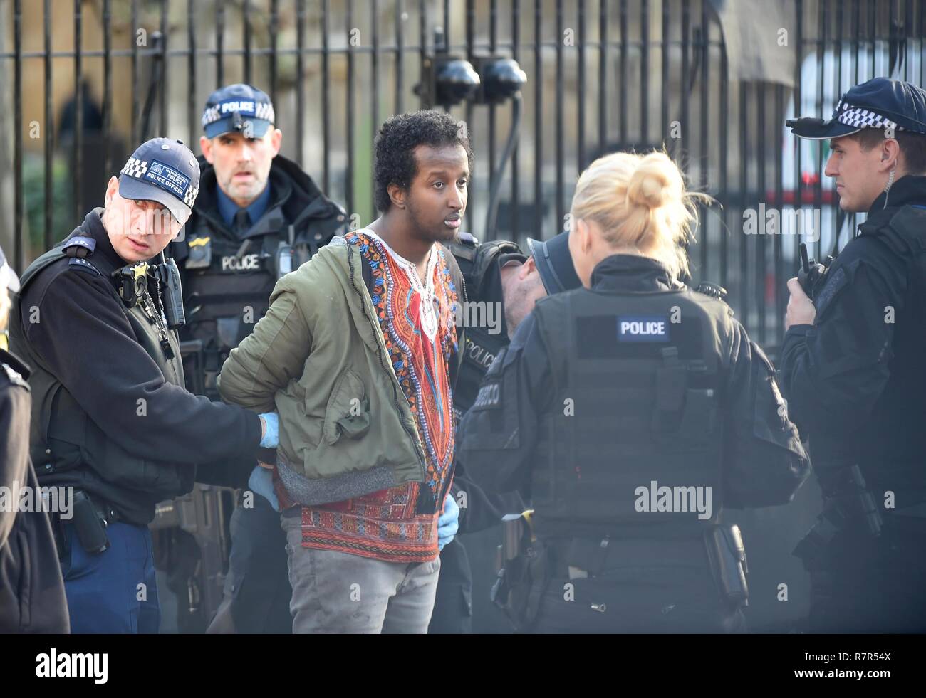 Intruder arrested inside the grounds of Parliament, Westminster, London Credit: Finnbarr Webster/Alamy Live News Stock Photo