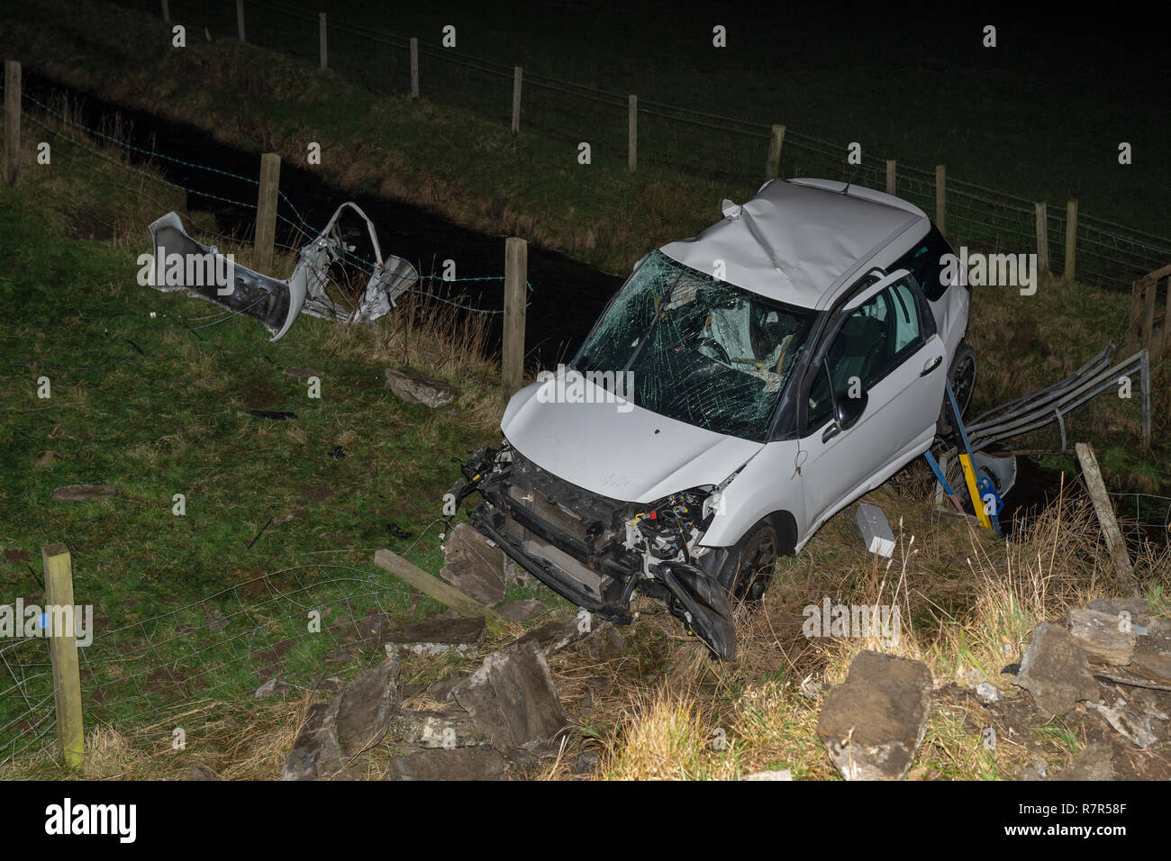 Caithness, Scotland, UK. 10th Dec 2018. Woman dies in collision on the A882 in Caithness    Police Scotland can confirm that an 18-year-old woman has died following a road traffic collision on the A882 in Caithness.   The incident happened on the A882 near Bridge of Milton near Wick shortly after 8.30pm on Monday, December 10.   The victim was the driver and sole occupant of a white Citroen DS3.   The male driver of a blue Peugeot 207 also involved in the incident was uninjured.       Credit: JASPERIMAGE/Alamy Live News Stock Photo